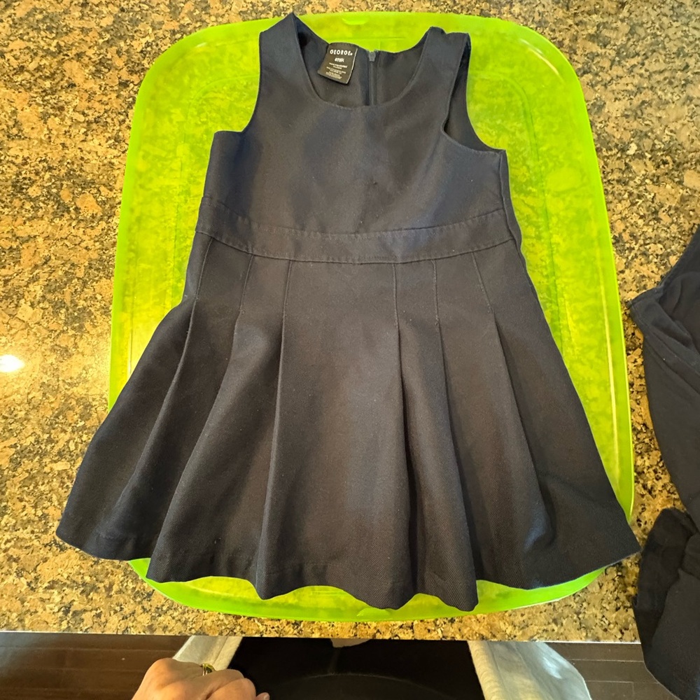 2 George@French toast Navy Sleeveless Pleated Fit-and-Flare school girl dress 4T
